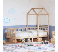 Teenpull Letto con tettuccio 80 x 200 cm in legno di pino massello non trattato, versatile letto funzionale come divano, letto da gioco, con rete a doghe, per bambini e adulti, colore naturale