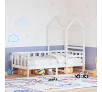 Teenpull Letto giornaliero bianco 80 x 200 cm in legno di pino massiccio con tetto, divano letto versatile per bambini e adulti, piattaforma stabile con rete a doghe, ulteriore spazio sotto il letto