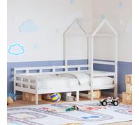 Teenpull Letto giornaliero con tetto, bianco, 80 x 200 cm, telaio in legno massello di pino, stabile, per camera da letto e cameretta dei bambini, piattaforma sicura per dormire con testiera