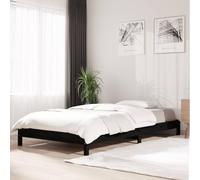 Teenpull Letto impilabile nero 80 x 200 cm in legno massello di pino, telaio salvaspazio per un sonno riposante, telaio versatile come base stabile per mobili minimalista