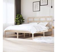 Teenpull Letto in legno di pino massiccio, 160 x 200 cm, con testiera, robusto telaio in legno di pino massiccio, mobile non trattato per un design moderno, piattaforma stabile per materassi