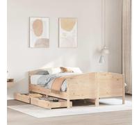 Teenpull Letto in legno di pino non trattato, 140 x 200 cm, con testiera e 2 cassetti, stabile rete a doghe per un sonno riposante, ideale come telaio del letto con spazio di archiviazione