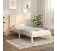 Teenpull Letto in legno di pino non trattato, 75 x 190 cm, telaio stabile con testiera per camera da letto dal design moderno