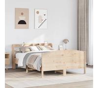 Teenpull Letto in legno massello, 120 x 200 cm, in legno di pino non trattato, struttura stabile con rete a doghe, testiera con vano portaoggetti integrato, moderna piattaforma per letto per camera da