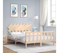Teenpull Letto in legno massello, 140 x 190 cm, in legno di pino non trattato, robusto telaio con testiera e rete a doghe, ideale per camera da letto e camera dei ragazzi