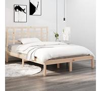 Teenpull Letto in legno massello, 140 x 200 cm, in legno di pino non trattato, robusto telaio del letto con testiera, robusto telaio per camera da letto, base naturale per adulti, design senza tempo