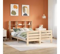 Teenpull Letto in legno massello, 160 x 200 cm, in legno di pino non trattato, telaio stabile con testiera, in legno naturale, struttura del letto senza materasso per camera da letto e mobili