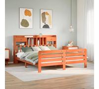 Teenpull Letto in legno massello, 180 x 200 cm, marrone cera, telaio in legno di pino con vano portaoggetti, testiera, senza materasso, robusto mobile per camera da letto, durevole per un sonno