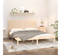 Teenpull Letto in legno massello, 200 x 200 cm, in legno di pino non trattato, struttura stabile con testiera, design moderno della piattaforma, struttura durevole come mobile con comodo schienale