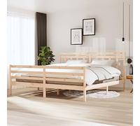 Teenpull Letto in legno massello, 200 x 200 cm, in legno di pino non trattato, telaio stabile con testiera decorativa, robusta piattaforma, base per materassi in camera da letto, mobili a casa.