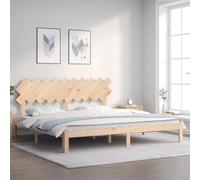Teenpull Letto in legno massello, 200 x 200 cm, in pino non trattato, robusto telaio con doghe in compensato, testiera per un comfort ottimale, mobili per camera da letto durevoli per un sonno