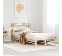Teenpull Letto in legno massello 90 x 200 cm in legno di pino non trattato, stabile telaio con doghe a doghe come piattaforma e testiera Ripiani per mensole, mobili moderni per camera da letto per un