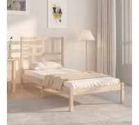 Teenpull Letto in legno massello 90 x 200 cm in legno di pino non trattato, telaio stabile con testiera per camera da letto, camera dei ragazzi, mobili robusta piattaforma base per materasso, letto