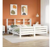 Teenpull Letto in legno massello bianco 180 x 200 cm in legno di pino massiccio, robusto telaio con testiera e spazio di archiviazione, ideale per un sonno rilassante in camera da letto, senza