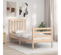 Teenpull Letto in legno massello con testiera in legno di pino, telaio stabile come piattaforma per un sonno riposante, mobile durevole, adatto per materassi da 75 x 190 cm, mobili robusti.