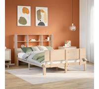 Teenpull Letto in legno massello di pino 140 x 200 cm, robusto telaio del letto con testiera, molto spazio, non trattato, design moderno per camera da letto, senza materasso