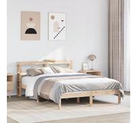 Teenpull Letto in legno massello di pino 160 x 200 cm, stabile struttura del letto con testiera, robusta piattaforma senza materasso, mobili per camera da letto con rete a doghe per comfort