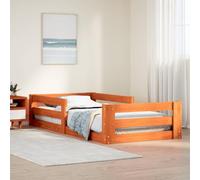 Teenpull Letto in legno massello di pino marrone cera, 100 x 200 cm, senza materasso, con rete a doghe, testiera e spazio di archiviazione, telaio stabile per un sonno riposante in camera da letto