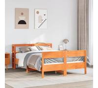 Teenpull Letto in legno massello di pino marrone cera, 140 x 200 cm, telaio del letto con testiera, robusto mobili per camera da letto per un sonno riposante senza materasso. (172 caratteri)