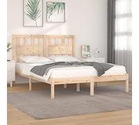 Teenpull Letto in legno massello di pino non trattato 120 x 190 cm, robusto telaio del letto con testiera, robusto telaio per materasso, camera da letto rustico per rilassarsi.