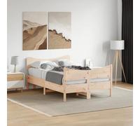 Teenpull Letto in legno massello di pino non trattato, 120 x 200 cm, telaio del letto senza materasso, con testiera stabile e piattaforma in legno per un sonno riposante