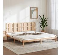 Teenpull Letto in legno massello di pino non trattato, 200 x 200 cm, senza materasso, robusto telaio del letto con testiera, moderno mobile per camera da letto, stabile rete a doghe per un sonno