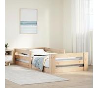 Teenpull Letto in legno massello di pino non trattato, 75 x 190 cm, telaio singolo con robusta rete a doghe e testiera, mobile durevole per camera da letto, con spazio di archiviazione.