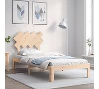 Teenpull Letto in legno massello di pino non trattato 90 x 200 cm, telaio stabile con testiera e rete a doghe, ideale per mobili da letto, senza materasso, facile da montare.