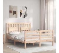 Teenpull Letto in legno massello in legno di pino non trattato, telaio 120 x 190 cm, con testiera stabile e base piattaforma per un sonno riposante, robusto telaio del letto, pratico per ogni casa