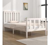 Teenpull Letto in legno massello senza materasso bianco, letto singolo in legno di pino con testiera, robusto telaio per camera da letto, 75 x 190 cm