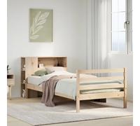 Teenpull Letto in legno massiccio, 100 x 200 cm, in legno di pino non trattato, telaio del letto con ripiano integrato, testiera per camera da letto, stabile, durevole