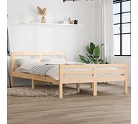 Teenpull Letto in legno massiccio, 135 x 190 cm, robusto telaio in legno di pino con testiera stabile, base moderna piattaforma, venature naturali, mobili decorativi per camera da letto per un sonno