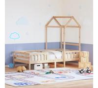 Teenpull Letto in legno massiccio con tetto, 100 x 200 cm, in legno di pino non trattato, moderno telaio per lettino con doghe in compensato, stabile e durevole, effetto naturale