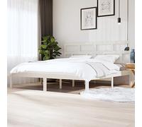 Teenpull Letto in legno massiccio di pino bianco, 200 x 200 cm, un moderno e robusto telaio per letto con piattaforma stabile, testiera comoda e telaio durevole per la vostra camera da letto