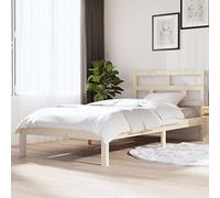 Teenpull Letto in legno massiccio di pino non trattato, 100 x 200 cm, robusto telaio per letto con rete a doghe e testiera, robusto telaio per camera da letto per mobili moderni, comoda base materasso