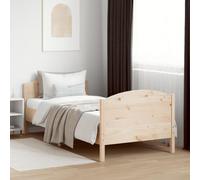 Teenpull Letto in legno massiccio in legno di pino non trattato 100 x 200 cm, telaio stabile con testiera e poggiapiedi, piattaforma resistente per un sonno riposante senza materasso.