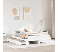 Teenpull Letto in legno massiccio senza materasso, bianco, 140 x 190 cm, telaio in legno di pino con rete a doghe, 2 cassetti, moderna piattaforma per il letto (177 caratteri)
