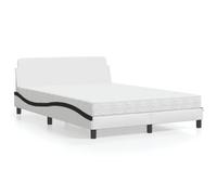 Teenpull Letto moderno in ecopelle Dover bianco nero 140 x 200 cm con materasso in schiuma H2 H3, design ondulato testiera, sistema di sonno