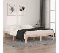 Teenpull Letto moderno in legno massello 150 x 200 cm in legno di pino non trattato, telaio stabile come base per mobili da camera da letto con piattaforma per un sonno riposante.