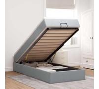 Teenpull Letto ottomano con materasso grigio chiaro 90 x 200 cm, rivestimento in tessuto di poliestere, struttura per riporre il letto, con materasso a molle insacchettate, set completo per un sonno