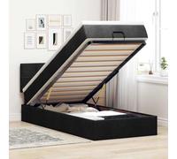 Teenpull Letto ottomano nero con materasso, illuminazione a LED, 90 x 200 cm, rivestimento in tessuto, spazio di archiviazione integrato, estetica moderna, confortevole esperienza di sonno per camera