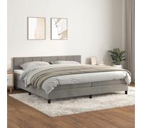 Teenpull Lussuoso letto a molle con materasso, grigio chiaro, 200 x 200 cm, tessuto di poliestere, letto matrimoniale imbottito con testiera regolabile, telaio del letto per un sonno riposante, set di