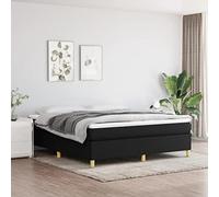 Teenpull Lussuoso letto a molle in tessuto nero 160 x 200 cm con materasso traspirante e topper, telaio imbottito letto moderno set di mobili per camera da letto per un sonno riposante