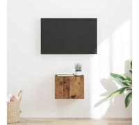 Teenpull Mobile da parete per TV, in legno anticato, 39 x 31 x 29,5 cm, con porta basculante a 90° e mensola montata a parete, moderna tavola multimediale per soggiorno, spazio per TV, ricevitori e