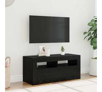 Teenpull Mobile TV moderno nero, 90 x 35 x 40 cm, in legno con illuminazione a LED, console multimediale per soggiorno, camera da letto