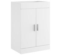 Teenpull Mobiletto da bagno bianco in legno, 78,5 x 37,5 x 81 cm, con molto spazio e pratico foro per sifone per bagno, mobiletto sottolavabo, salvaspazio e moderno