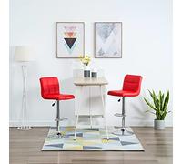 Teenpull Modern Adjustable Bar Stools, Set of 2 Red Faux Leather Counter Height Chairs for Kitchen Island Dining Room