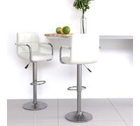 Teenpull Modern Adjustable Bar Stools, Set of 2 White Faux Leather Counter Height Chairs for Kitchen Island Dining Room