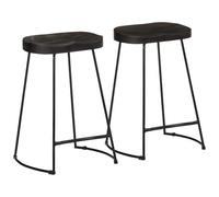 Teenpull Modern Bar Stools Set di 2, Black Mango Wood Counter Chairs with Metal Legs & Footrest, 62 cm Tall