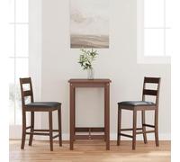 Teenpull Modern Bar Stools Set di 2, Brown Solid Rubberwood Kitchen Counter Height Chairs with Cushions
